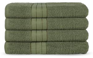 Ciemnozielone bawełniane ręczniki zestaw 4 szt. frotte 50x100 cm – Good Morning
