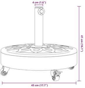 Podstawa do parasola, z kółkami, do słupków Ø38/48 mm, 27 kg