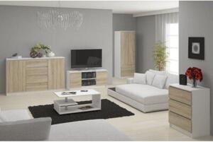 Komoda do sypialni, pokoju, 6 szuflad, STILO, 60x40x130 cm, biel, dąb sonoma, mat | TYLETEGOTU