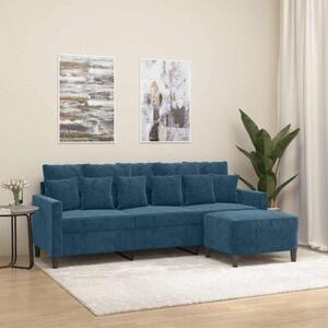 Sofa 3-osobowa z podnÃ³Å¼kiem, niebieska, 180 cm, aksamit