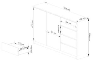 Komoda do sypialni, 4 szuflady, PLENO, 160x40x99 cm, biel, mat | TYLETEGOTU
