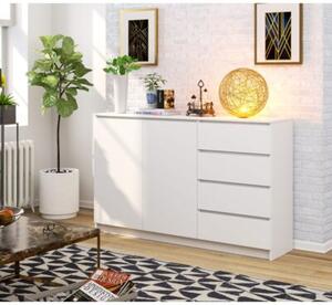 Komoda do sypialni, 4 szuflady, PLENO, 160x40x99 cm, biel, mat | TYLETEGOTU