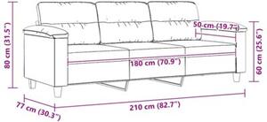 Sofa, 3-osobowa czarny, 180 cm, tapicerowana mikrofibrÄ