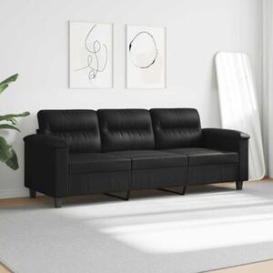 Sofa, 3-osobowa czarny, 180 cm, tapicerowana mikrofibrÄ