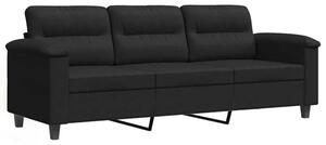 Sofa, 3-osobowa czarny, 180 cm, tapicerowana mikrofibrÄ