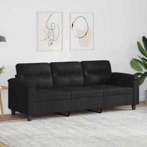 Sofa, 3-osobowa czarny, 180 cm, tapicerowana mikrofibrÄ