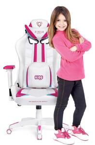 Krzesło obrotowe dla dziecka Diablo Kids X-Ray: Biało-Różowy, fotel gamingowy