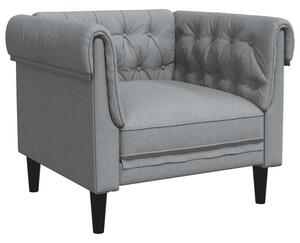Fotel chesterfield, jasnoszary, obity tkaninÄ