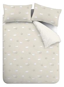 Beżowa flanelowa pościel dwuosobowa 230x220 cm Sheep – Catherine Lansfield