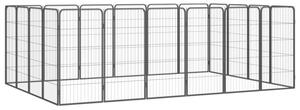 Kojec dla psa, 20 paneli, czarny, 50x100 cm, stal