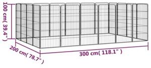Kojec dla psa, 20 paneli, czarny, 50x100 cm, stal