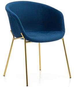 MebleMWM Krzesło Glamour ZL-1486 | Welur | Granatowy | Złote nogi | Outlet
