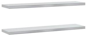 Półki ścienne, 2 szt., 100x23,5x3 cm, srebrna stal nierdzewna