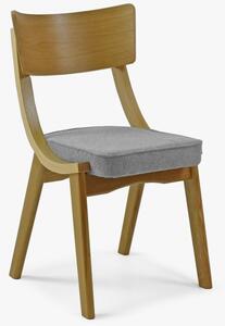 Krzesła do jadalni dębowe z szarą tapicerką Duran