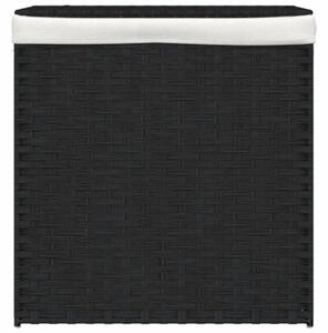 Kosz na pranie z 2 komorami, czarny, 53x35x57 cm, polirattan