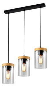 Czarno-naturalna lampa wisząca ze szklanym kloszem ø 12 cm Wels – Candellux Lighting