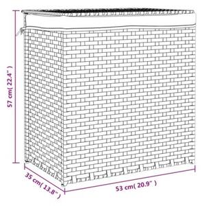 Kosz na pranie z 2 komorami, czarny, 53x35x57 cm, polirattan