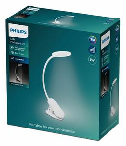 Philips 8720169194397 lampa stołowa LED z klipsem Forys, biały, 1x 5 W 200 lm 4000 K IP20