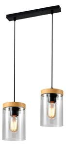 Czarno-naturalna lampa wisząca ze szklanym kloszem ø 12 cm Wels – Candellux Lighting