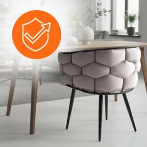 Fotel krzesło plecione welurowe VELACO BORNEO-EC-BL Ecru / Czarny