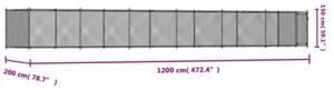 Klatka dla psa, z drzwiami, szara, 12x2x1,5 m, stal