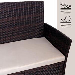 Zestaw mebli ogrodowych SAPPHIRE LIMA sofa, fotele, stolik Szklany blat 4-osoby Brązowy