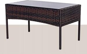 Zestaw mebli ogrodowych SAPPHIRE LIMA sofa, fotele, stolik Szklany blat 4-osoby Brązowy