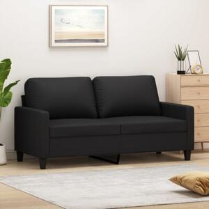 Sofa, 2-osobowa czarna, 140 cm, sztuczna skÃ³ra