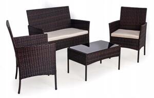 Zestaw mebli ogrodowych SAPPHIRE LIMA sofa, fotele, stolik Szklany blat 4-osoby Brązowy