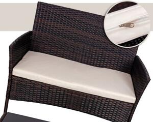 Zestaw mebli ogrodowych SAPPHIRE LIMA sofa, fotele, stolik Szklany blat 4-osoby Brązowy