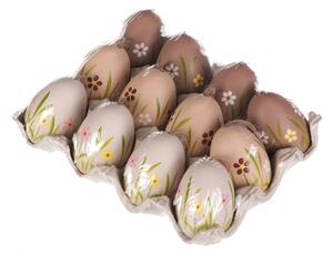Zestaw sztucznych malowanych jajek brązowo-biały, 12 szt