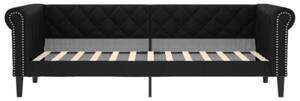 Sofa z funkcją spania, czarna, 80x200 cm, obita sztuczną skórą