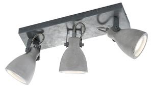 Szary kinkiet na 3 żarówki Trio Concrete, dł. 35 cm