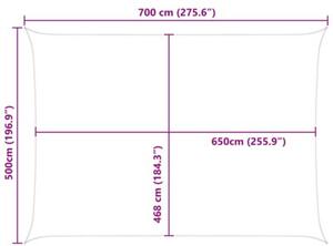Żagiel przeciwsłoneczny jasnoszary i biały. 7 x 5 m
