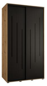 Szafa przesuwna wysoka Davos 8 140, gł. 60 cm artisan + czarny + czarny