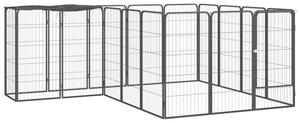 Kojec dla psa, 18 paneli, czarny, 50x100 cm, stal
