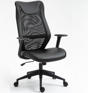 Czarne krzesło biurowe z siedziskiem z ekoskóry Q-346