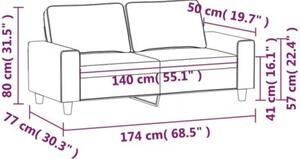Sofa 2-osobowa, jasnoszara, 140 cm, tapicerowana tkaninÄ