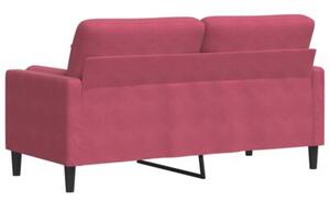 Sofa 2-osobowa z poduszkami, winna czerwieÅ, 140 cm, aksamit