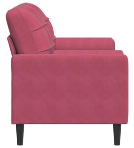 Sofa 2-osobowa z poduszkami, winna czerwieÅ, 140 cm, aksamit