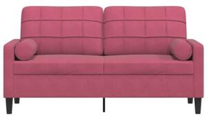 Sofa 2-osobowa z poduszkami, winna czerwieÅ, 140 cm, aksamit