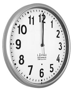 LAVVU Srebrny zegar Accurate Metallic Silver, sterowany sygnałem radiowym