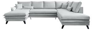 Jasnoszara rozkładana sofa w kształcie litery "U" Miuform Charming Charlie, prawostronna