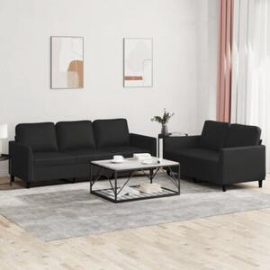 Sofa 2-osobowa z poduszkami, czarna, sztuczna skÃ³ra