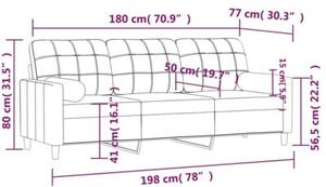 Sofa 3-osobowa z poduszkami, Å¼Ã³Åta, 180 cm, tkanina