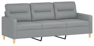 Sofa 3-osobowa z poduszkami, jasnoszara, 180 cm, tkanina