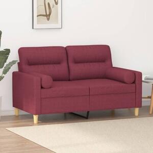 Sofa 2-osobowa z poduszkami, winna czerwieÅ, 120 cm, tkanina