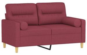Sofa 2-osobowa z poduszkami, winna czerwieÅ, 120 cm, tkanina