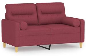Sofa 2-osobowa z poduszkami, winna czerwieÅ, 120 cm, tkanina