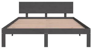 Szare podwójne łóżko z drewna 140x200 - Iringa 5X